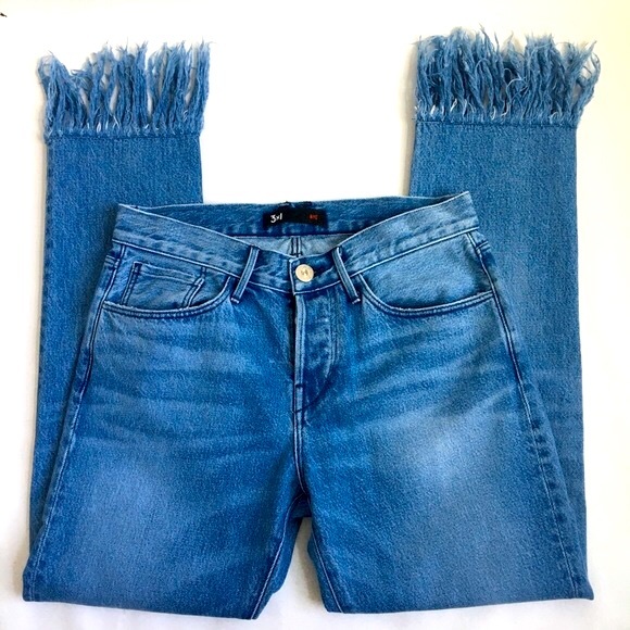 3x1 NYC Fringe Hem Buttonfly Mid rise Crop Jeans 25 - Picture 3 of 17